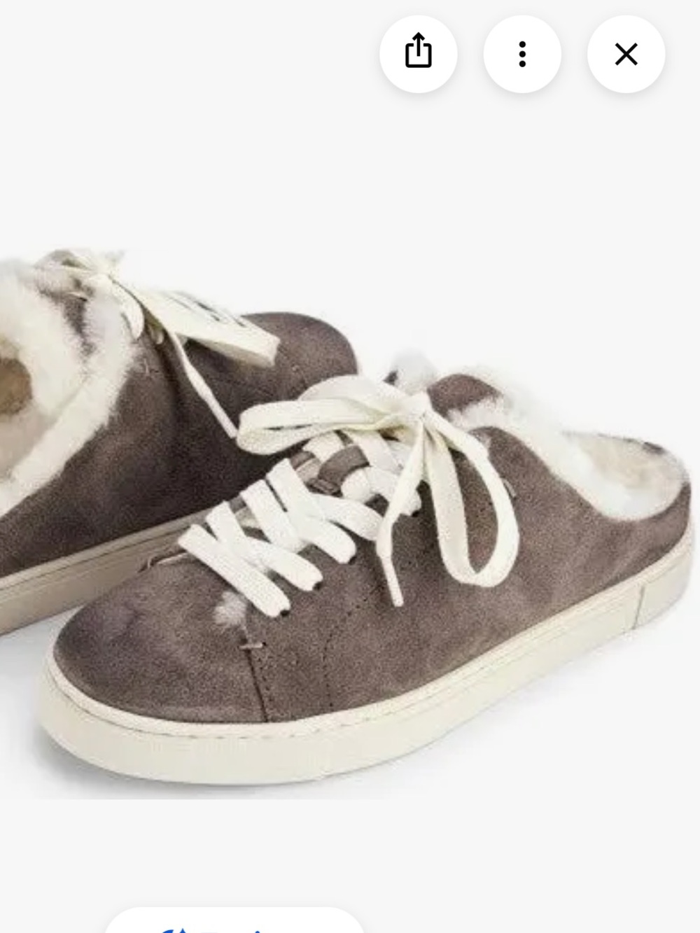 Frye Women's Suede Shearling Mules in Cream and Gray